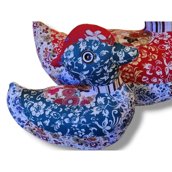 Mr. Fabric, Mandarin Duck, Floral Patchwork, Set Of 2, Rare, Stitch Work - Picture 12 of 16